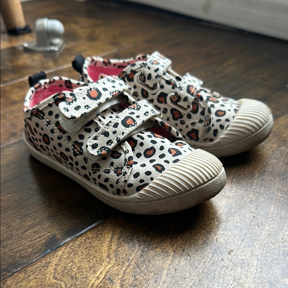 Cat & Jack White and Black Sneakers with Leopard Print